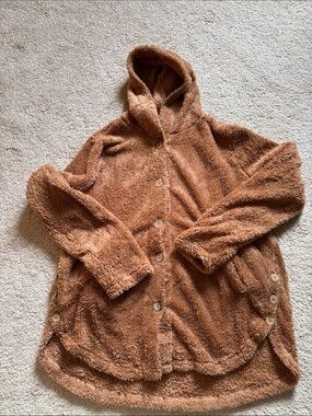 Cozy Hooded Fleece Coat - Brown